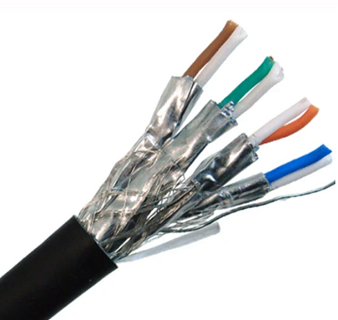 CAT7A насипни Ethernet кабели, 10G вътрешна / външна двойно екранирана твърда медна S / FTP, 23 AWG 1000 фута